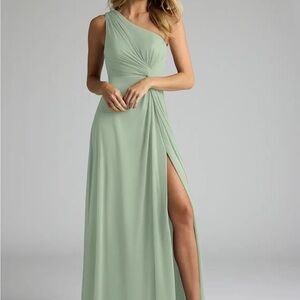 Azazie Elegant “Brooke” One-Shoulder Green Dress